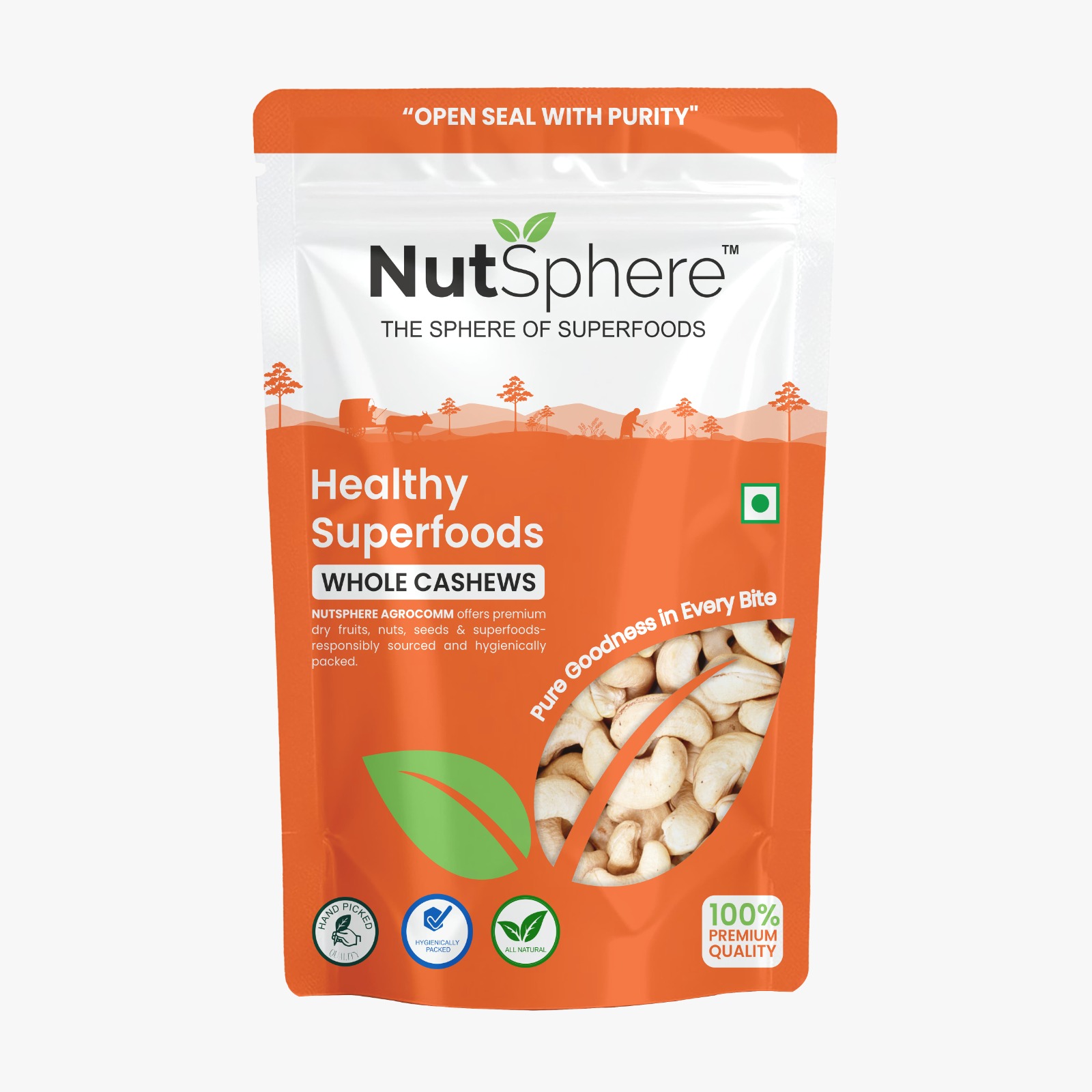 NutSphere Pure Whole Cashews Special Grade (200GM) - Image 1