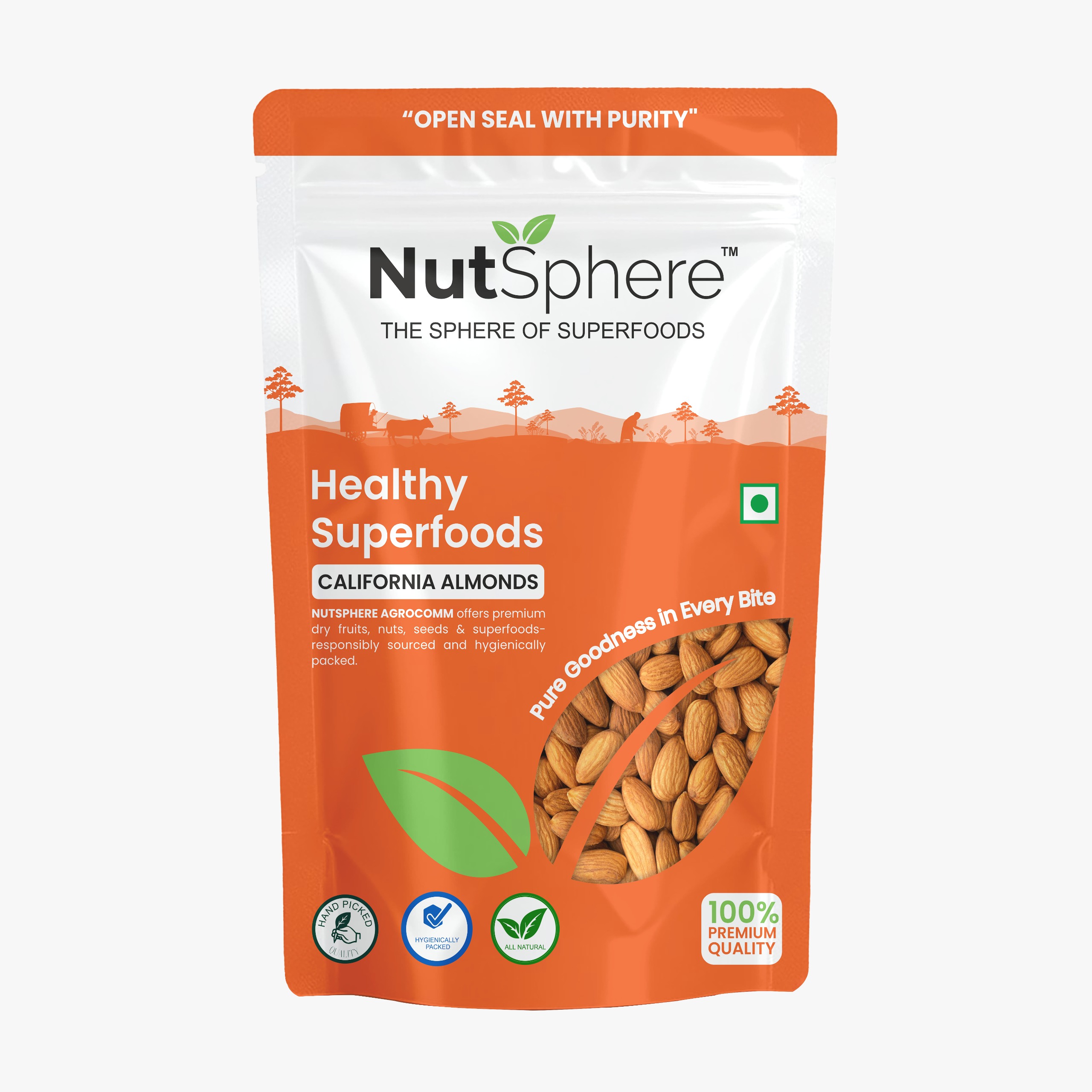 NutSphere California Non-Pareille Almonds-Bold Size(500GM) - Image 1