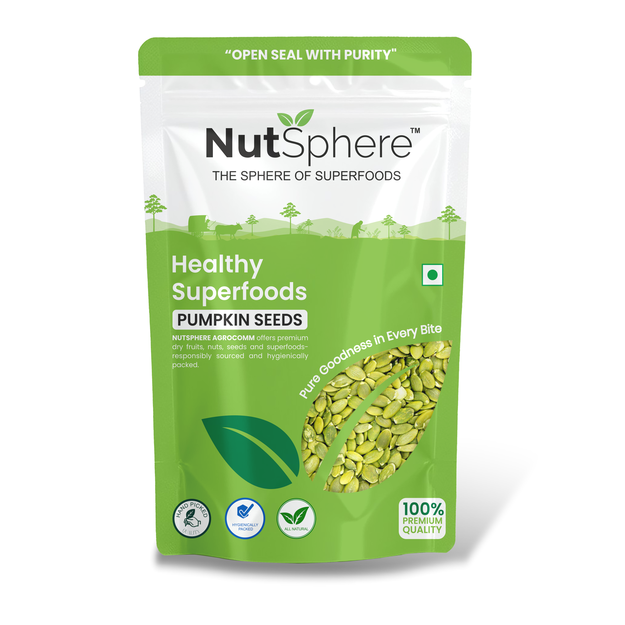 NutSphere AAA Grade Pumpkin Seeds 200gm. - Image 1
