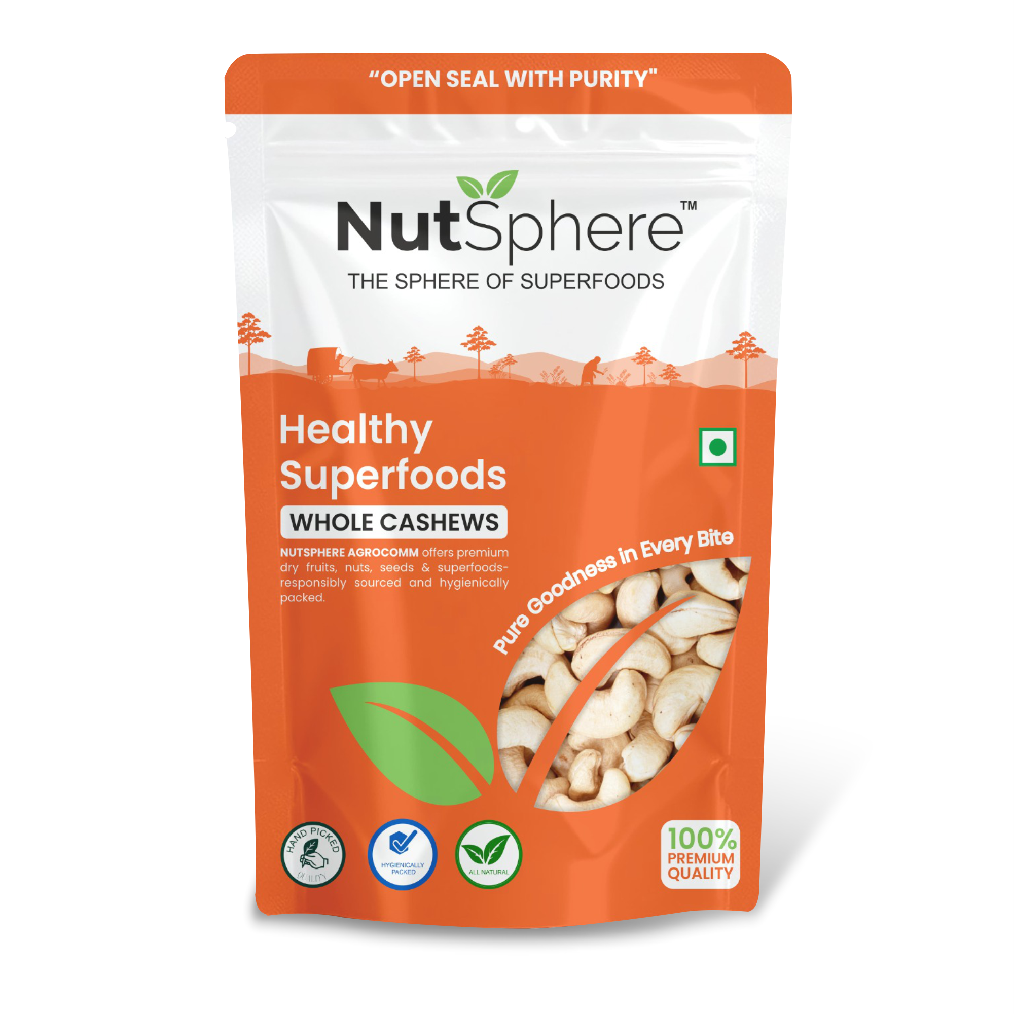 NutSphere Pure Whole Cashews Special Grade(500GM) - Image 1